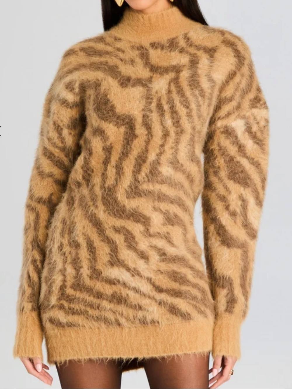 Retrofete New York Reyna Tiger Print Alpaca Blend Mini Dress Size S NWT